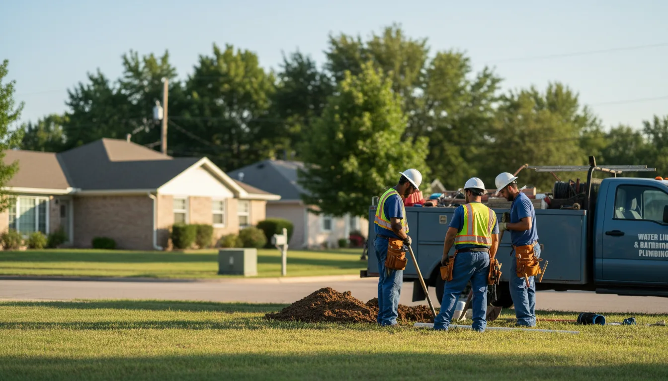 Residential water line and bathroom plumbing service in Lake City, KS
